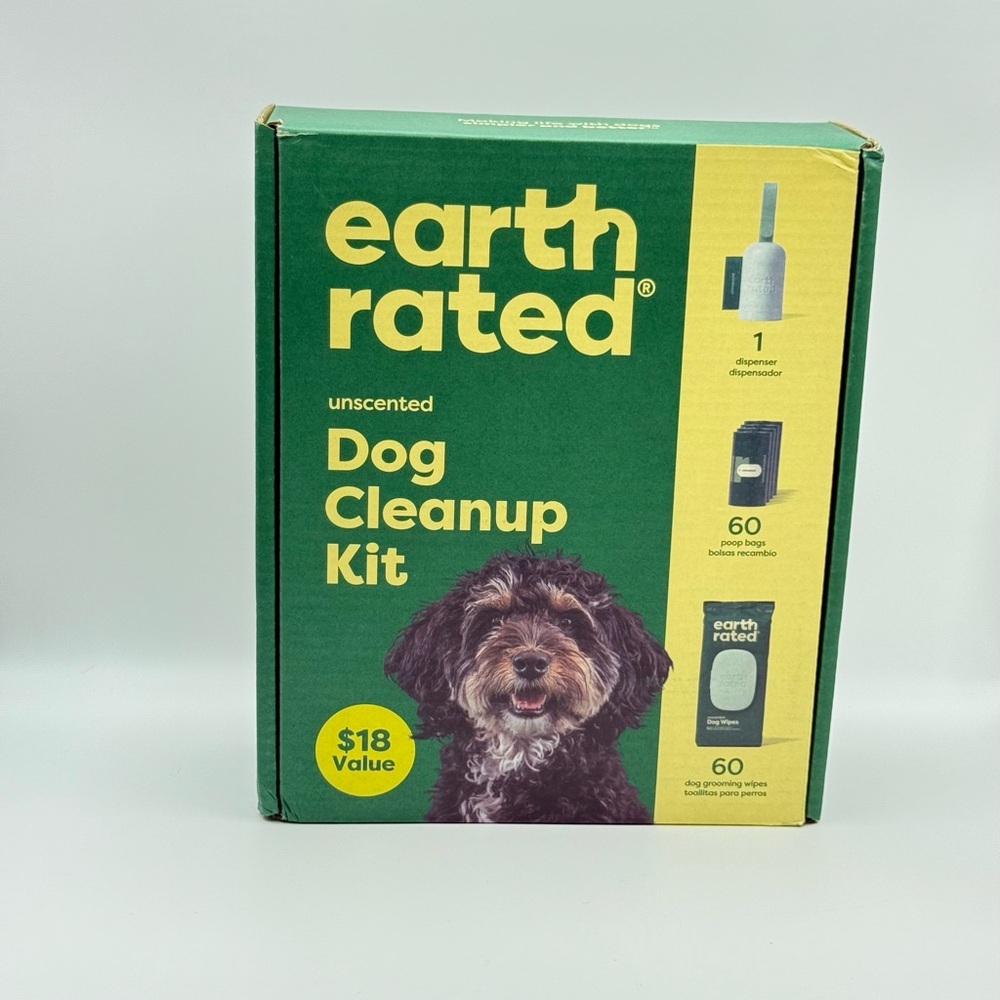 Earth Rated Unscented Dog Cleanup Kit with 60 Bags and 60 Wipes